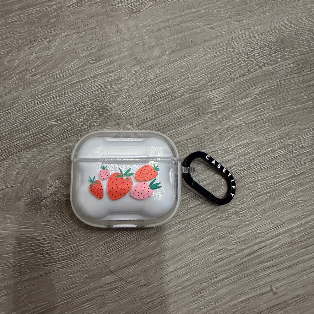 Casetify Transparent AirPods Case with Strawberry Motif